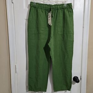 Zara Womans Green Linen Chinos Sz XXL
